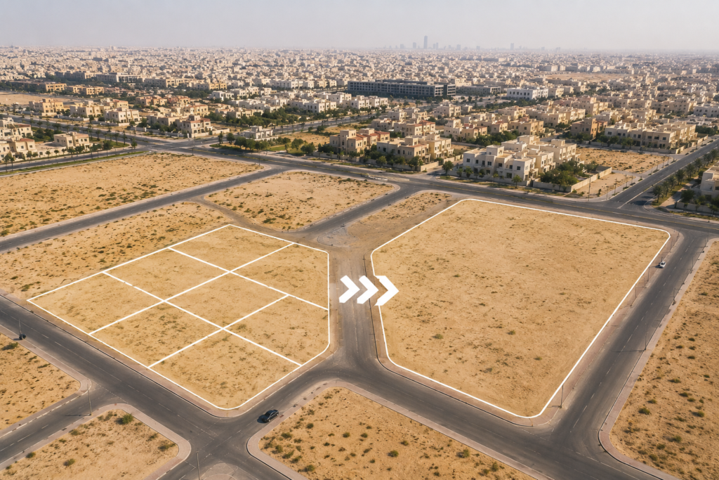 طلب تجزئه ودمج لقطعة أرض